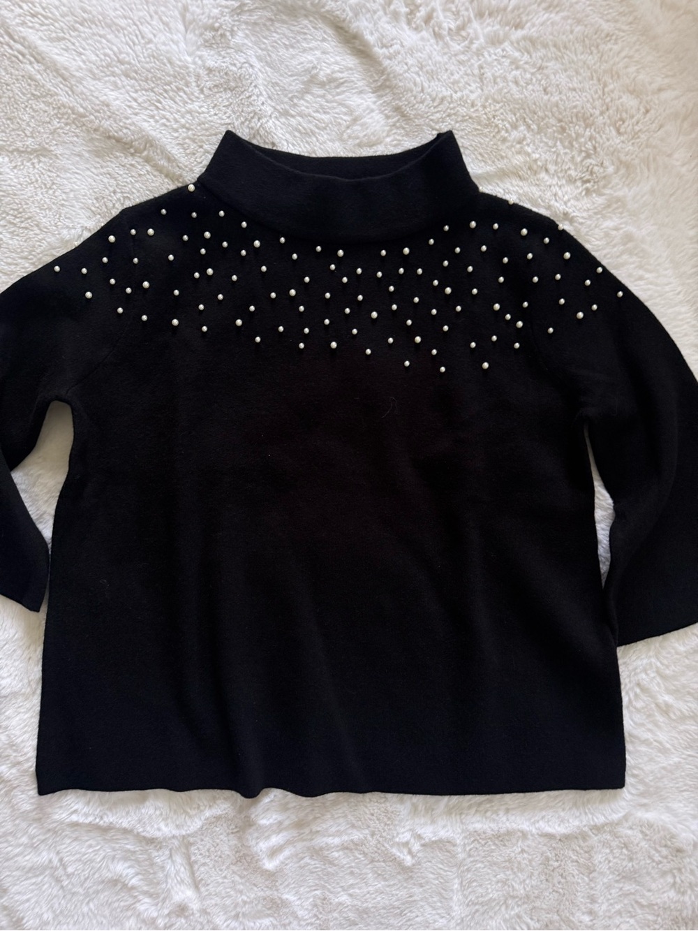 NWOT Fate Black Pearl Studded Mock Neck Sweater